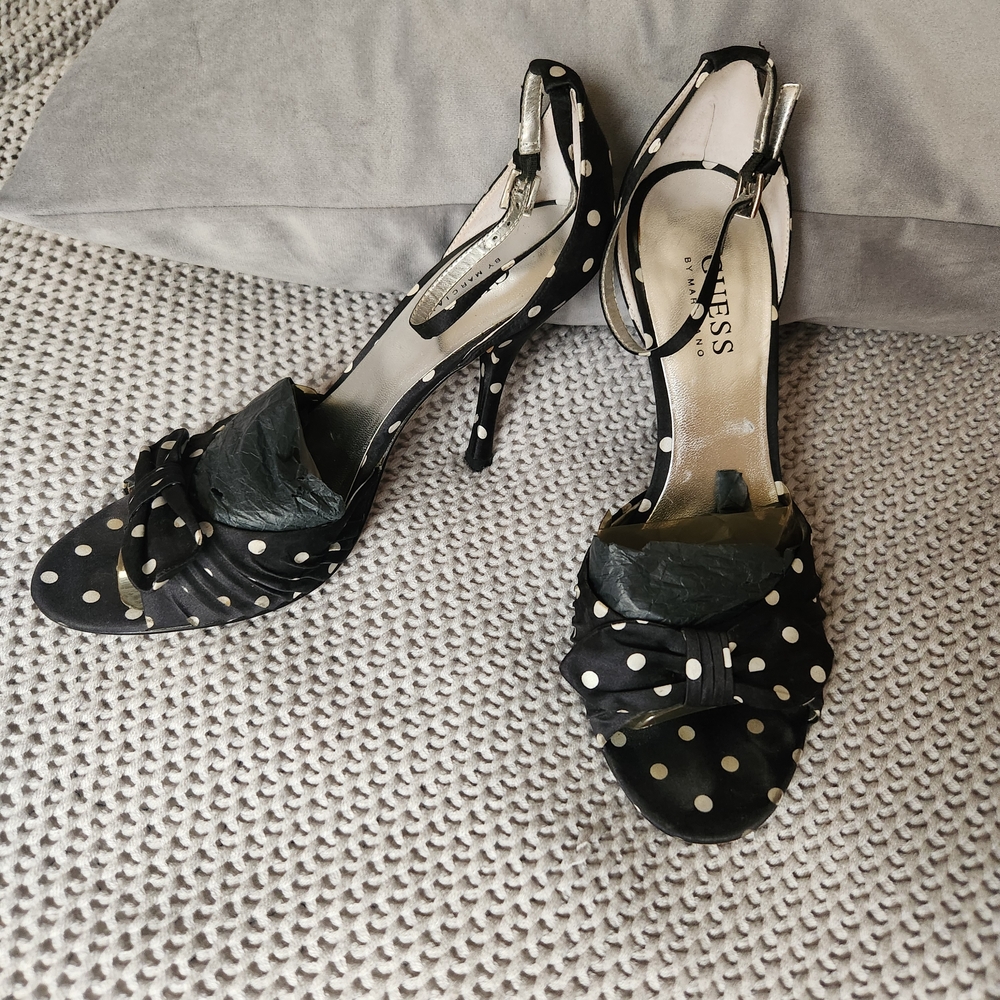 Guess Black and White Polka Dot Heels